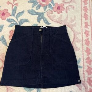 Roxy Dark Blue Corduroy Mini Skirt